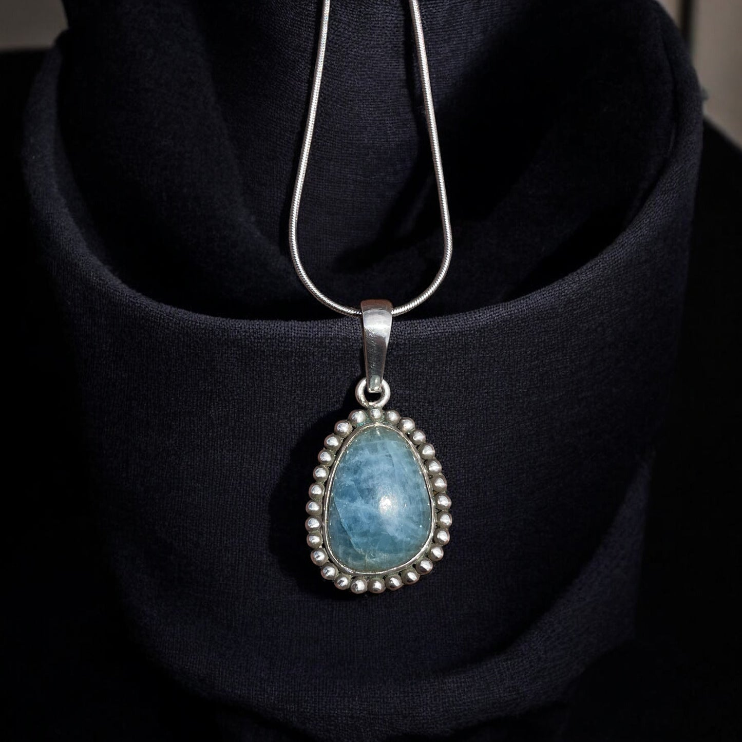 Dije de Aquamarina en Plata 925, Piedra Natural
