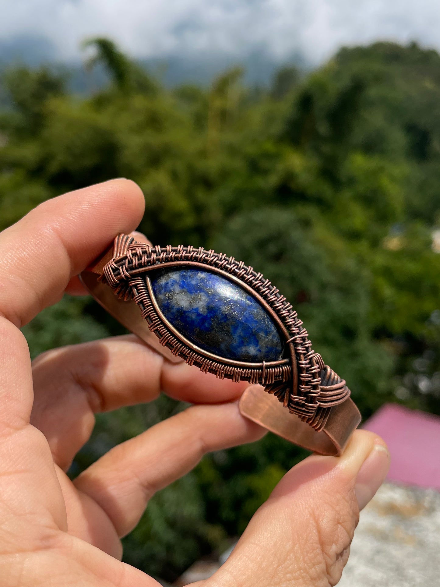 Brazalete en cobre con piedra Natural