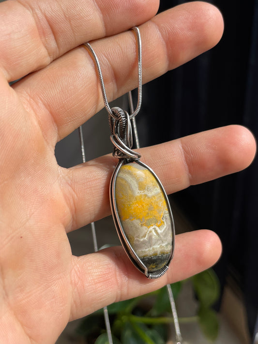 Collar con Jaspe Abejorro en Plata