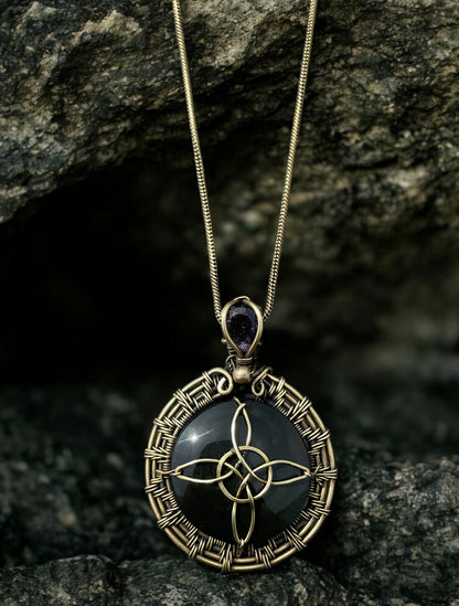 Collar con Obsdiana, nudo de bruja