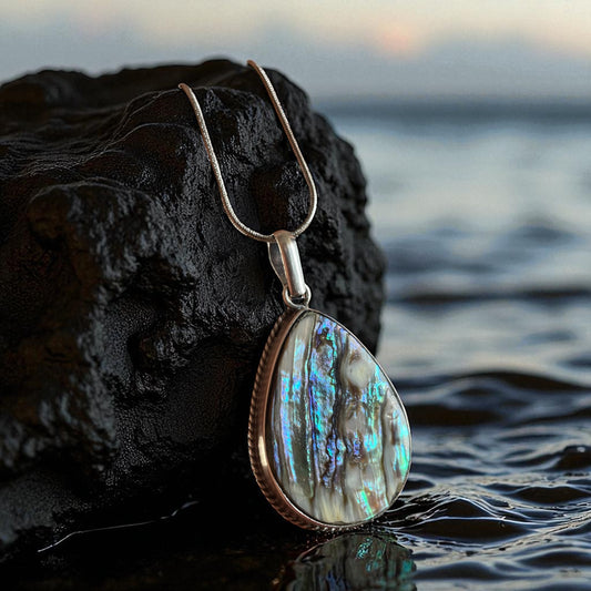 Collar con Abalon y Piedra Natural en Plata 925