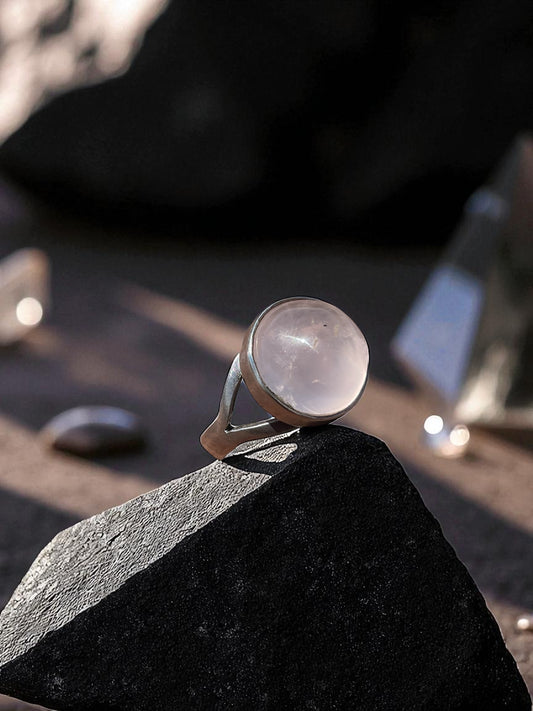 Anillo en Plata con Cuarzo Rosa