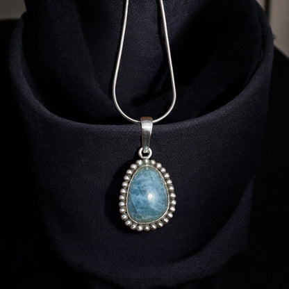 Dije de Aquamarina en Plata 925, Piedra Natural
