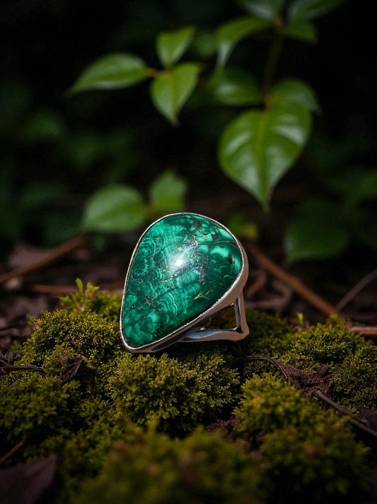 Anillo en Plata con Malaquita