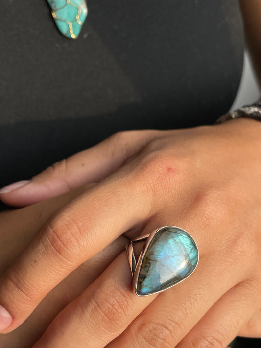 Anillo con Labradorita en Plata
