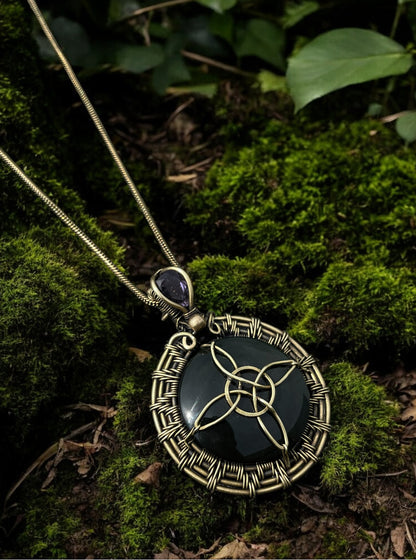 Collar con Obsdiana, nudo de bruja