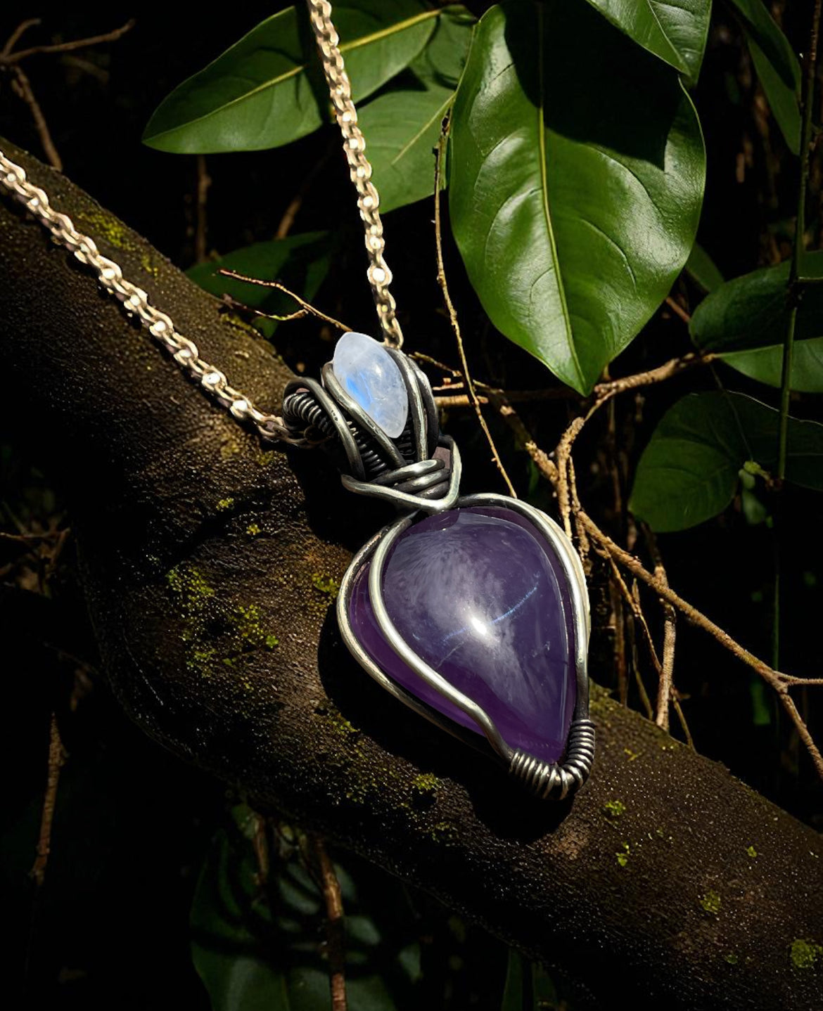 Collar con Amatista y Piedra Luna