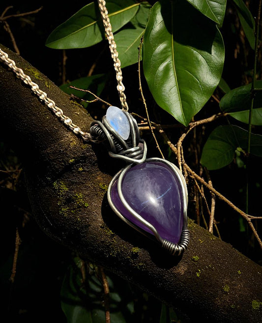 Collar con Amatista y Piedra Luna