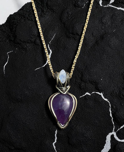 Collar con Amatista y Piedra Luna