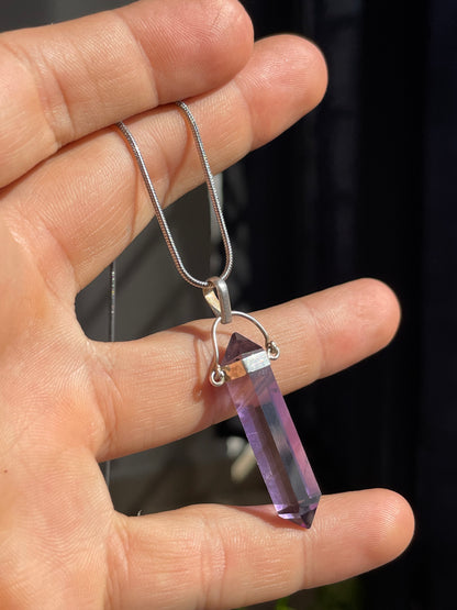 Dije Doble Punta de Amatista en Plata