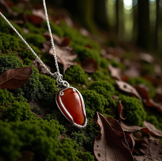 Collar con Agata Cornalina en Plata