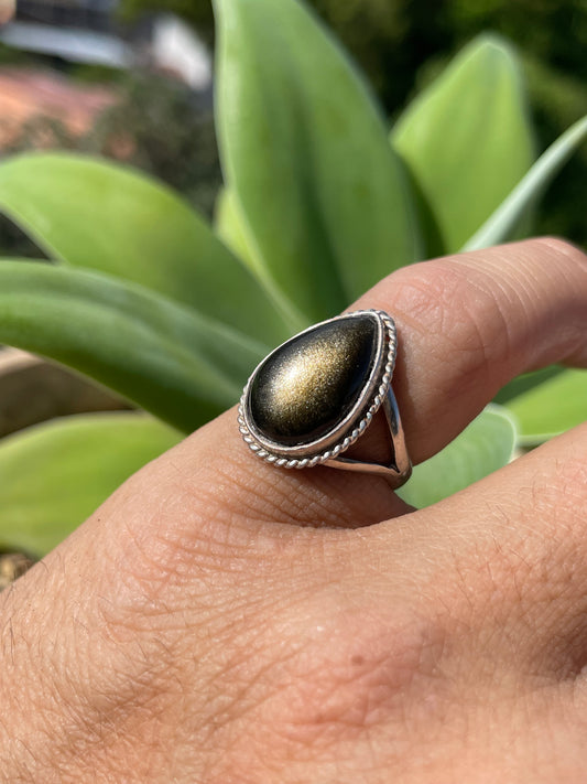 Anillo con Obsidiana Dorada en Plata