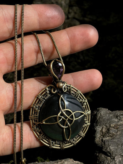 Collar con Obsdiana, nudo de bruja